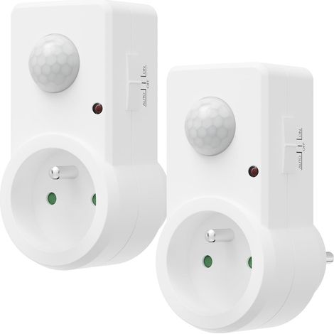 Lot de 2 Adaptateur avec Détecteur de Mouvement PIR 9m Prise Intérieur E pour Éclairage (1/5)