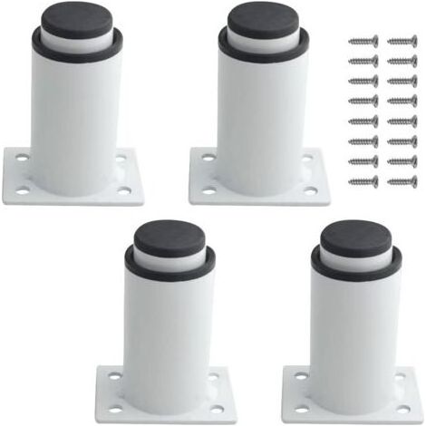 Lot de 4 - Pied de meuble - Support réglable - Acier robuste laqué - Pour table lit canapé - Blanc - 80x120 mm (1/5)