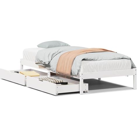 Maison Exclusive - Cadre de lit sans matelas blanc 90x200 cm bois de pin massif (1/5)