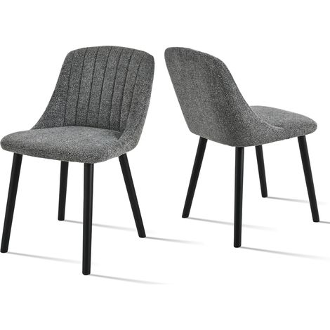 Goeurvant – Chaises salle à manger Gris ardoise, Lot de 2, Chenille avec mousse haute densité, Dossier ergonomique, Pieds en bois