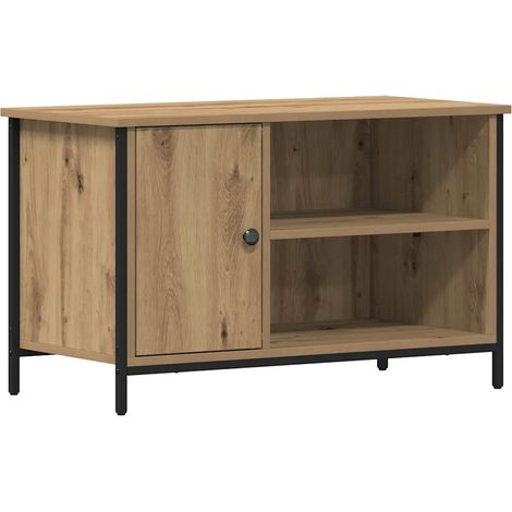 Meuble TV rectangulaire avec rangement efficace 80 x 40 x 50 cm en bois d'ingénierie chêne artisanal (1/5)
