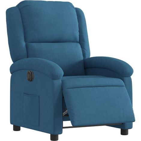 vidaXL Poltrona Reclinabile Elettrica Blu in Velluto