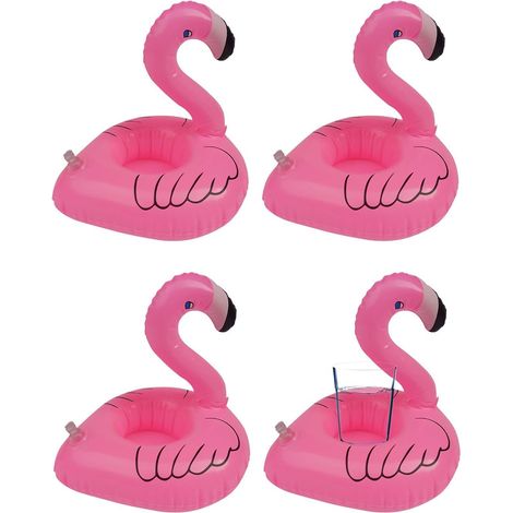 Lot de 4 Porte-Gobelets Gonflables Flamant Rose Flottants pour Piscine, Plage (1/5)