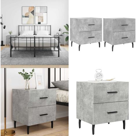 Comodini 2 pz Grigio Cemento 40x35x47,5 cm in Legno Multistrato - Comodino moderno - Comodino grigio cemento