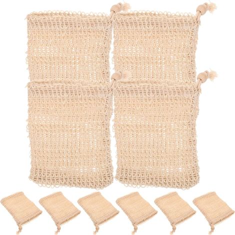 Cotton and Linen Mesh Soap Bag 10 Pieces Drawstring Body