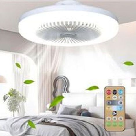 BelleRise - Ventilateur plafond LED silencieux – 3 vitesses, télécommande, 3 couleurs – Pour chambre, salon – 10 pouces (25,5 cm) (1/5)