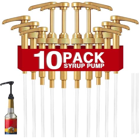 Juego de 10 dispensadores de jarabe de café chapados en oro, compatibles con botellas de 750 ml, ideales para el hogar y cafeterías, para té, bebidas y cócteles.