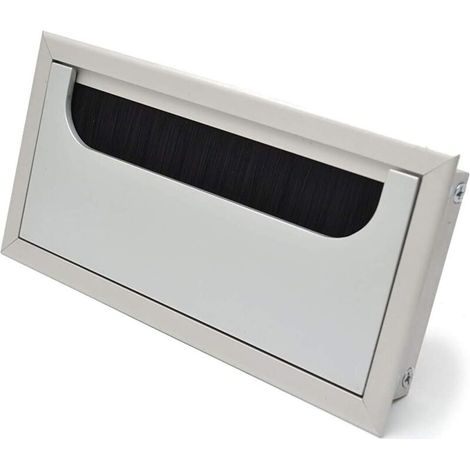 Kabeldurchführung Quadratische Kabelverschraubungsabdeckung 80 x 160 mm für Einbau auf dem Schreibtisch, Tisch, Kabel-Organizer für Möbel, eloxiertes Silber, Aluminium-Kabelverschraubung, Kabelabdecku