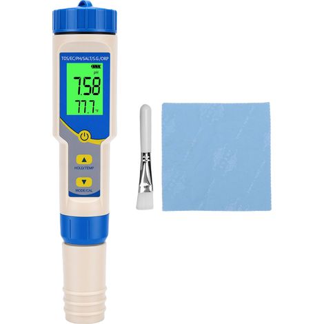 Testeur de Calidad 7 en 1 para Piscina, Medidor Digital pH Salinidad TDS EC ORP Temperatura, Pantalla LCD, IP67 – Ideal para Spa y Acuarios (1/5)