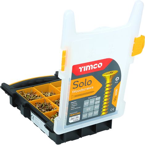 TIMCO Solo Countersunk Gold Woodscrews Mixed Tray - 1200pcs