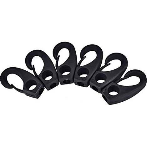 6 Pcs Kayak d'arrimage, Multi Purpose Durable Haute Résistance en Nylon Noir Clip d'arrimage Crochets pour Kayak canoë Bungee (1/5)