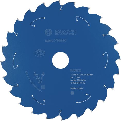 Bosch hoja de sierra circular Expert for Wood para sierras ingletadoras a batería 216 x 1,7 x 30 mm 24 - 2608644518 (1/3)