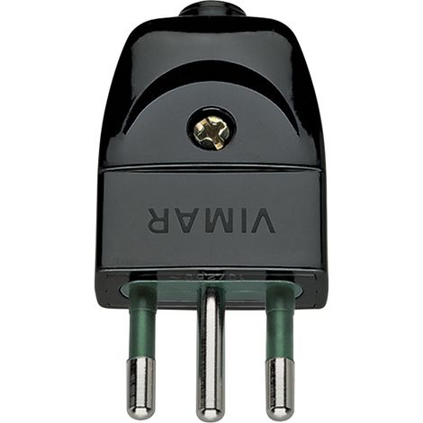 Stecker 2P+E 10A S11 Axial Schwarz VIMAR 00201