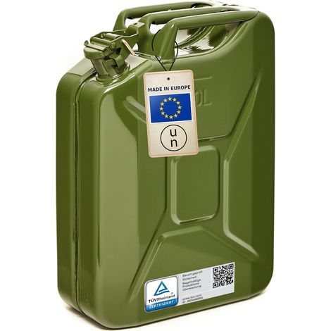 Jerrican Métal 20L - Acier Olive RAL 6003 - ONU TÜV - Carburant Essence Diesel (1/5)