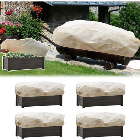 Housse de Protection pour Plantes d'hiver,150 45 40cm,Lot de 4 Housses de Jardinière Bio,Housse Hivernage Plante avec Cordon de Serrage,Sac de Fleurs,Protection Contre Le Gel (1/5)