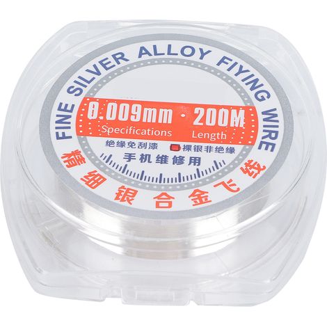 Fil de Sauterelle Argenté Super Fin 200m pour Soudure et Réparation de Cartes Mères d'Empreintes Digitales 0.009mm (1/5)