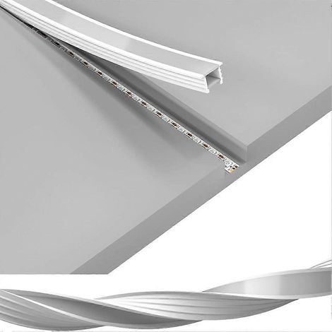 Système de goulottes LED en silicone de 5 m (164 pi) avec revêtement blanc laiteux flexible et impeccable pour ruban LED de 12 mm de large. (1/5)