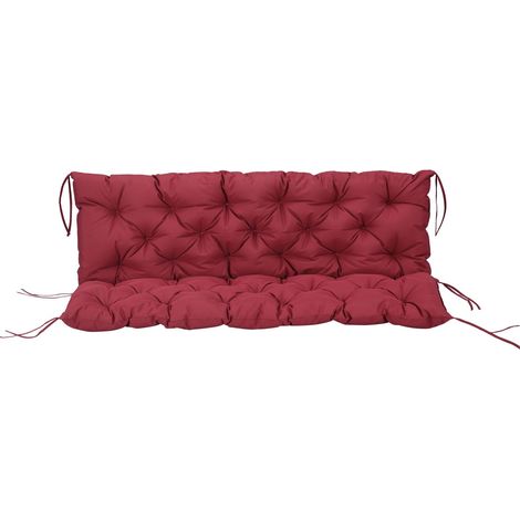 3 Sitzer Bankauflage 150 x 98 x 8 cm, Bankkissen mit Bändern, Sitzkissen, Outdoor/Indoor Stuhlkissen, Sitzauflage, Sitzpolster für Gartenmöbel, Fensterbank Sitzbank, Hollywoodschaukel, Rot