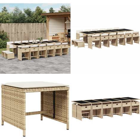 17-tlg. Garten-Essgruppe mit Kissen Beige Poly Rattan - Gartenmöbel Set - Essgruppenset - PE-Rattan Möbel - Outdoor Möbel - Gartentisch - Home & Living (1/5)