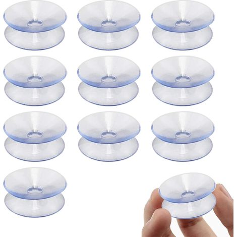 10 ventosas de doble cara, ventosas de plástico de doble cara, ventosas transparentes dobles, ventosas de silicona de doble cara, ventosas de PVC, adecuadas para exteriores, cocina, baño, espejo (1/5)