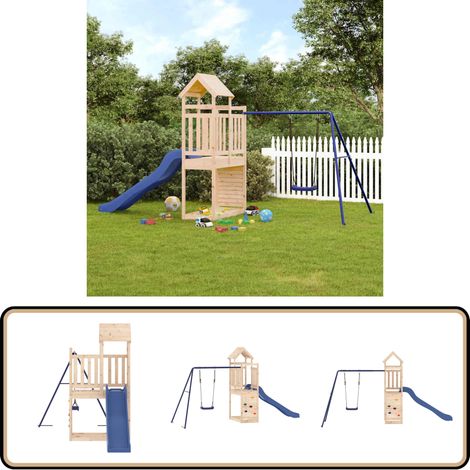 Spielturm Massivholz Kiefer - Holzspielplatz - Kiefernholzspeilplatz - Spielturm - Kinderschwingset - Freispielgerät