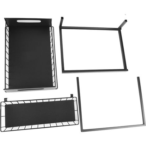 Étagère sous évier en L 2 niveaux coulissante, rangement de cuisine et salle de bain, noir (1/5)