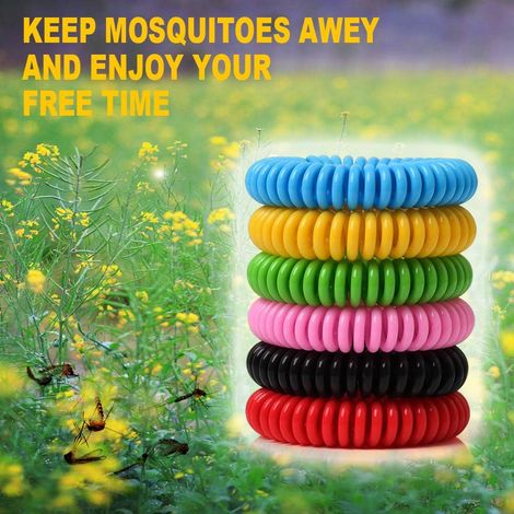 Mosquito Bracelets, 12 Pack Individually Wrapped, DEET Free, Natural and Waterproof Band (1/5)