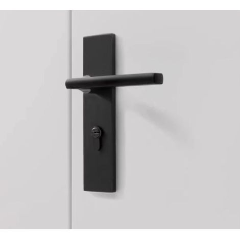 Serrure de porte intérieure noire universelle - Magnétique, silencieuse, style américainpour chambre et porte en bois (1/5)