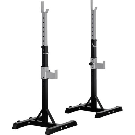 Set 2 Supporti Bilanciere Capacità 110Kg 55x57x105-170 cm Nero (1/5)