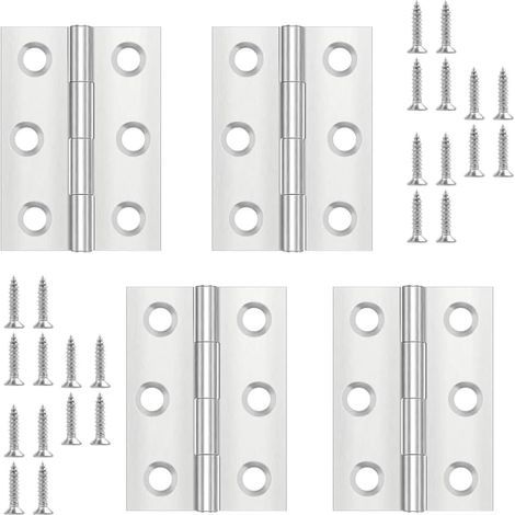 4 Pièces Charniere Porte,Charniere Inox,Charnière Invisible,Charnière plate,Porte Placard/Petites Portes/Tiroirs/Fenêtres/Pianos/Coffret à Bijoux Armoires de Quincaillerie de Meubles de Maison (1/5)