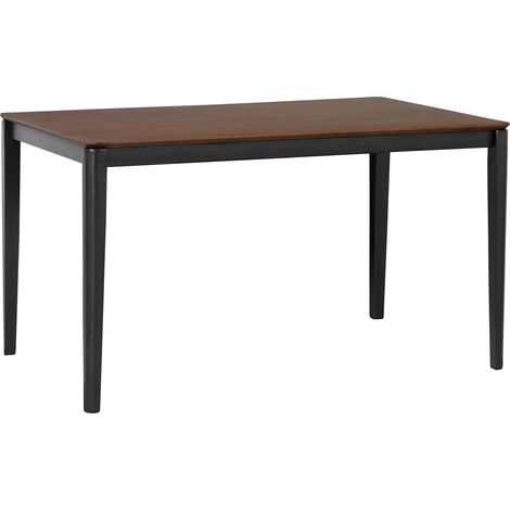 Tavolo da Pranzo Rettangolare Legno Scuro Gambe Metallo Nero 135 x 80 cm Cedar