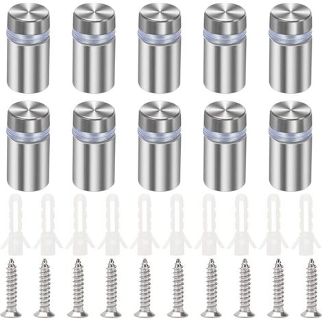 10 Edelstahlschrauben zur Befestigung von Glasscheiben, Werbetrennwände M4x20mm mit Gummifüßen
