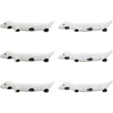 Lot de 6 Porte-Couteaux en Porcelaine Forme Teckel Blanc et Noir Repose-Couteaux de Table - PANGIVO (1/4)