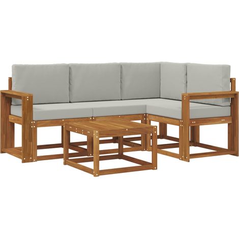 Conjunto de sofás de exterior 5 pcs Gris Natural y Claro vidaXL (1/5)
