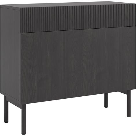 Selsey Nolie - Sideboard 2-türig mit 2 Schubladen, Holzoptik Esche Schwarz, 100 cm (1/5)
