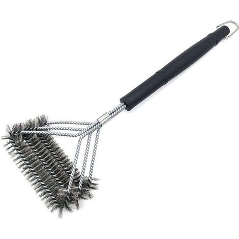 Brosse de nettoyage pour barbecue, avec 3 rangées de poils métalliques en spirale, accessoires pour barbecue à gaz, à charbon et électriques (1/4)