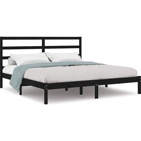 Maison Exclusive - Massivholzbett Schwarz Kiefer 200x200 cm (1/5)