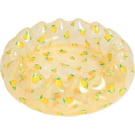Piscina gonfiabile per bambini a forma di onda Ø90cm con stampa di limoni, piscina da gioco in PVC trasparente giallo per interni ed esterni, per giocare con sabbia e acqua in estate (1/2)