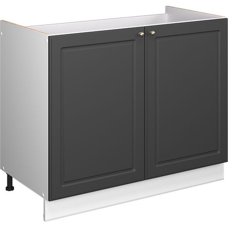 Spülenunterschrank Fame-Line, Anthrazit-Gold Landhaus/Weiß, 100 cm ohne Arbeitsplatte, Vicco (1/5)