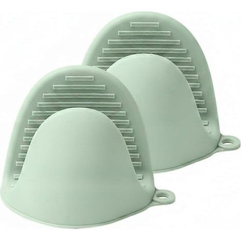 Gant de cuisine silicone antidérapant 28x14cm 1 pièce résistant chaleur four gril Vert (1/5)