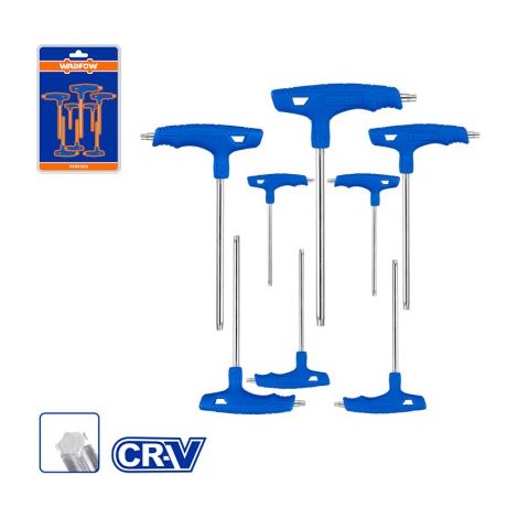 Set di 8 chiavi a T Torx WADFOW, acciaio Cr-V, impugnatura a T, cromate, resistenti (1/2)