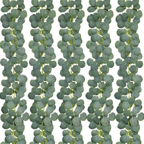 Pack Artificial Eucalyptus Garland Greenery Eucalyptus Vines Faux Silver Dollar Eucalyptus Strands for Wedding Party Garden Decoration (1/5)