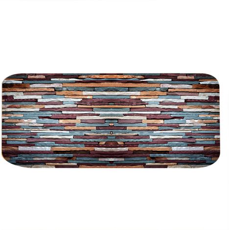 Tapis De Sol Antidérapant - Style Mur En Pierre - Flanelle Douce Absorbante - Pour Cuisine Salle De Bain Bureau - 40 x 120 cm (1/5)