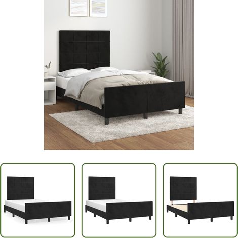 Kopfteil - Bettgestell ohne Matratze Schwarz 120x200 cm Samt (1/5)