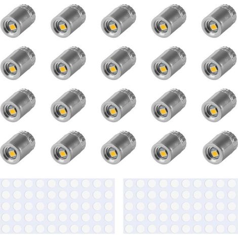 Lot de 20 mini-lampes LED sans fil, avec piles et 100 pastilles adhésives, éclairage miniature (1/5)