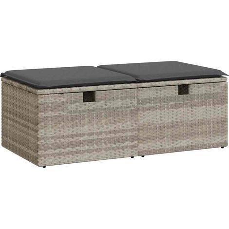 Maison Exclusive - Divano Giardino 2pz con Cuscini Grigio Chiaro Polyrattan Acacia (1/5)