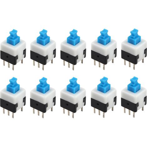 Lot de 10 interrupteurs autobloquants à bouton poussoir 6 broches Bipolaire bidirectionnel 8 x 8 mm (1/4)