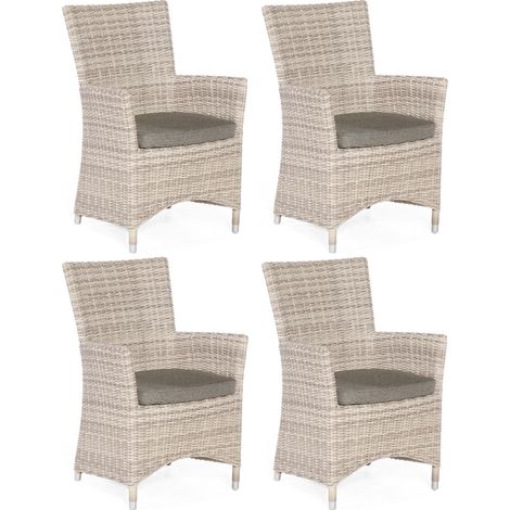 Sonnenpartner 4er-Set Garten-Sessel Ikarus Aluminium mit Polyrattan white-coral Gartenstuhl