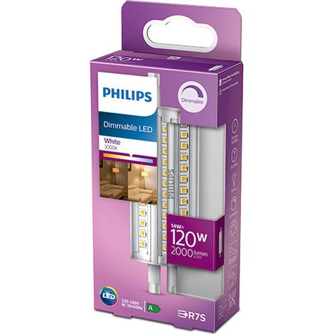Philips LED 77369400 LED CEE D (A - G) forme de bâton 14 W = 120 W blanc chaud (Ø x L) 2.9 cm x 11.8 cm à intensité variable 1 pc(s) A866432 (1/2)