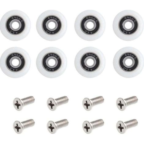 Lot de 8 roulettes pour porte de douche Avec Des Vis, 23 mm de diamètre roulettes de rechange pour porte de douche coulissante Pour cabine de douche (1/3)